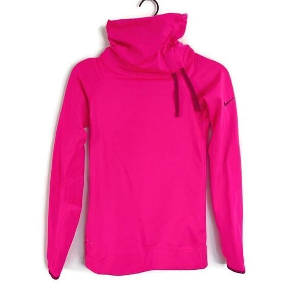 Nike Pro Dri Fit Turtleneck Long Sleeve Base Layer Warm Shirt Hot Pink XS - Picture 1 of 7